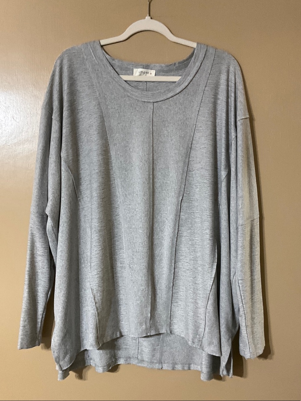 Umgee Light Gray Oversized Long Sleeve Top